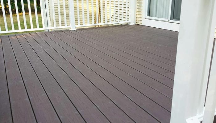 Wooden deck with railing built by Albert R. Gamache & Son, Carpenters & Builders, Inc.